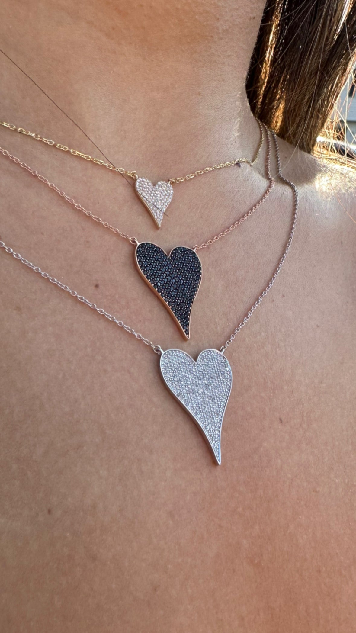 0.84ct Jumbo Pave Diamond Heart Pendant in 14K White Gold
