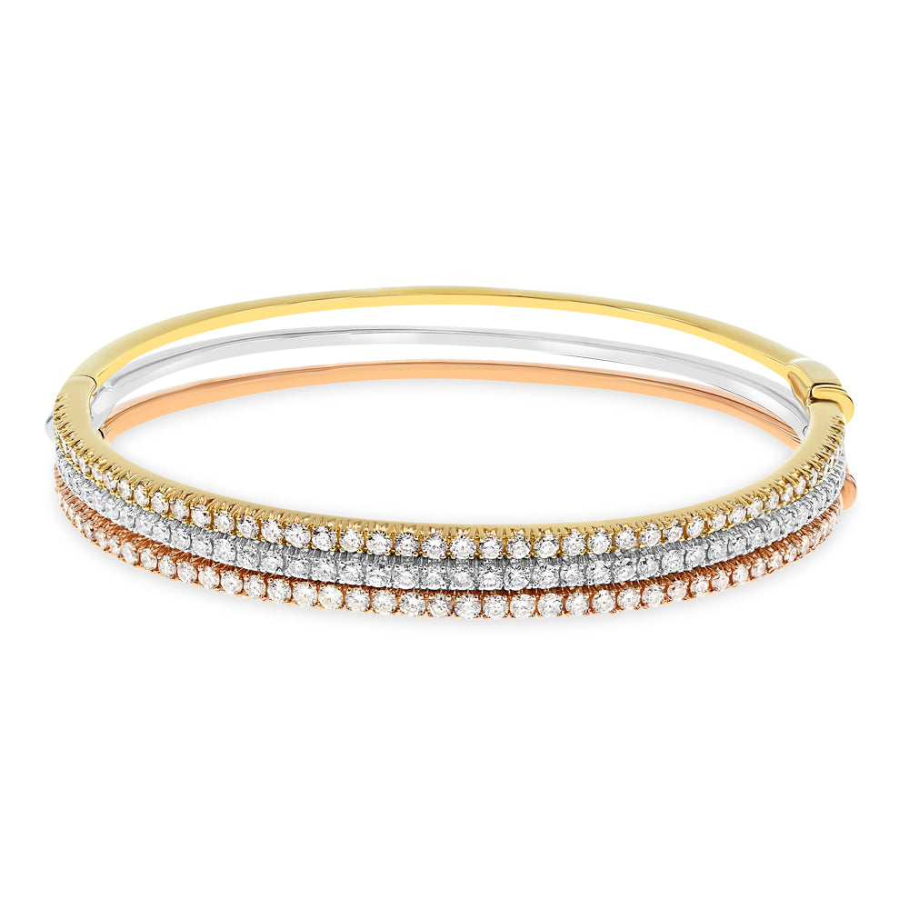 0.90ct Round Diamond Half Way Bangle in 14K Gold