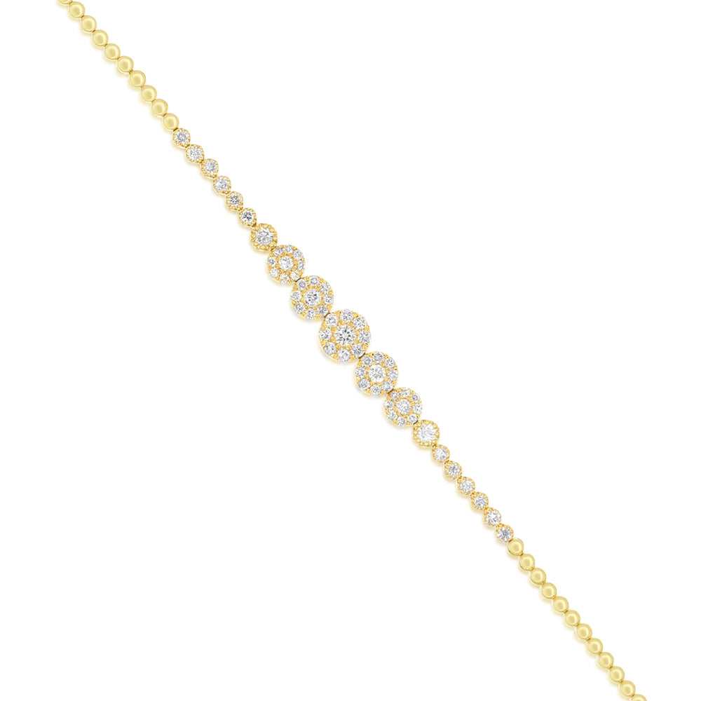 0.90ct Round Diamond Halo Fashion Bracelet in 14K Yellow Gold