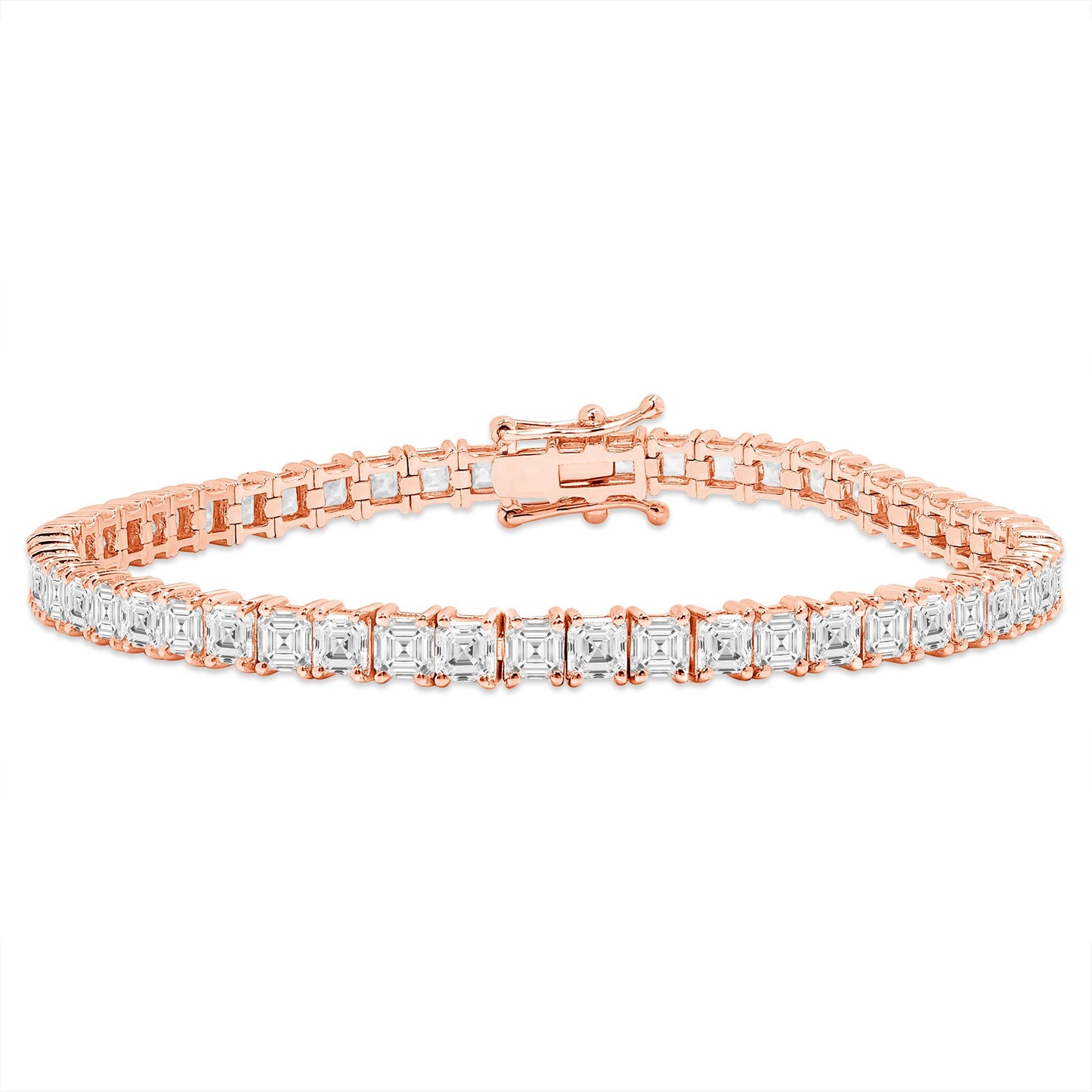 3.00ct Asscher Cut Diamond Tennis Bracelet in 14K Rose Gold