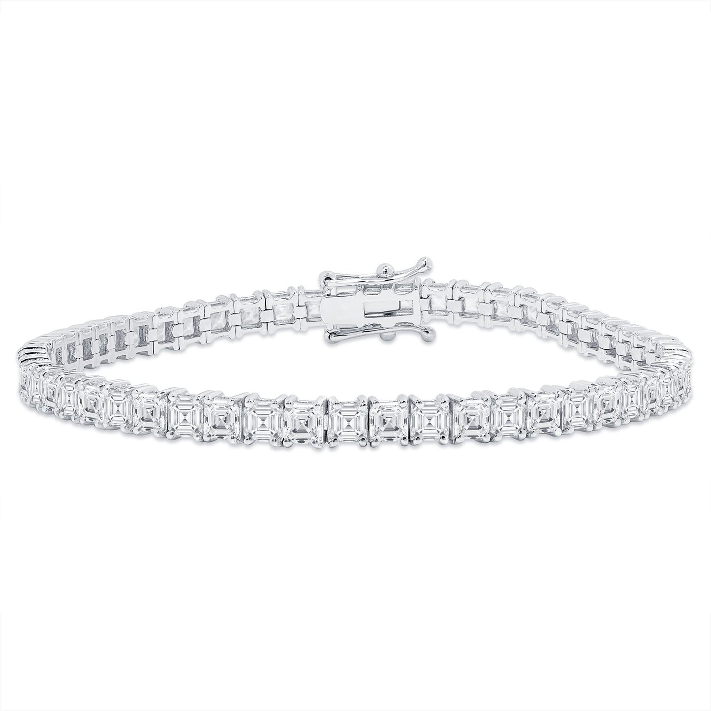 3.00ct Asscher Cut Diamond Tennis Bracelet in 14K White Gold