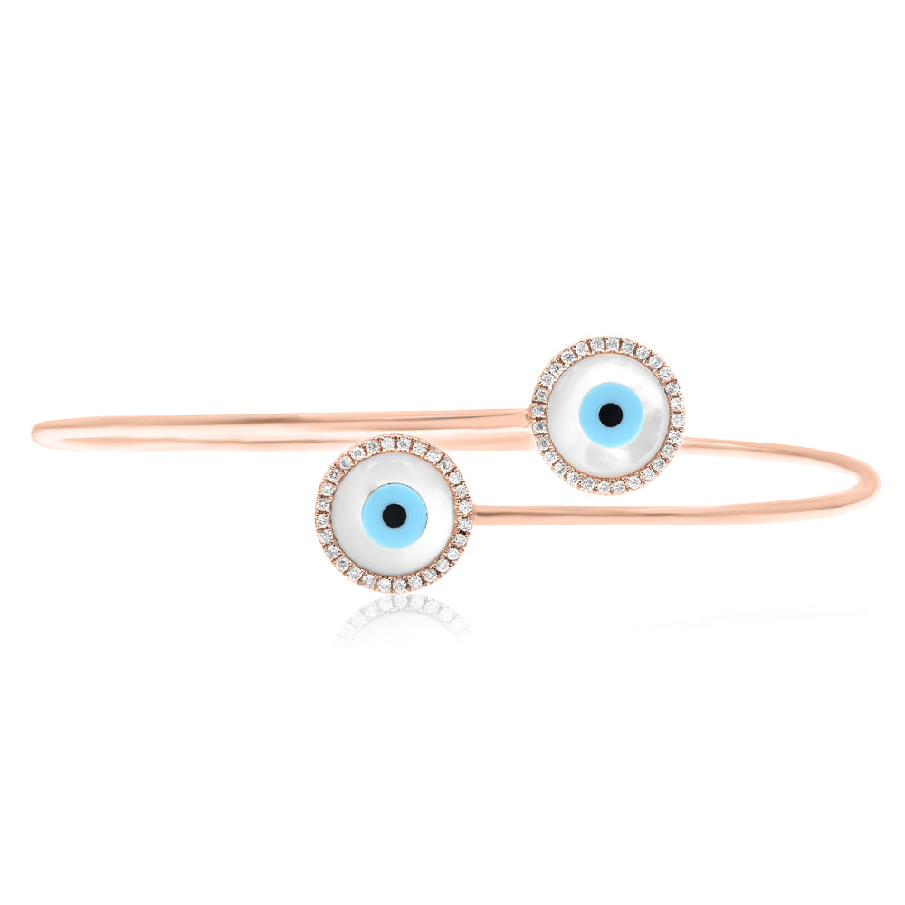 0.18ctw Evil Eye Bangle in 14K Gold
