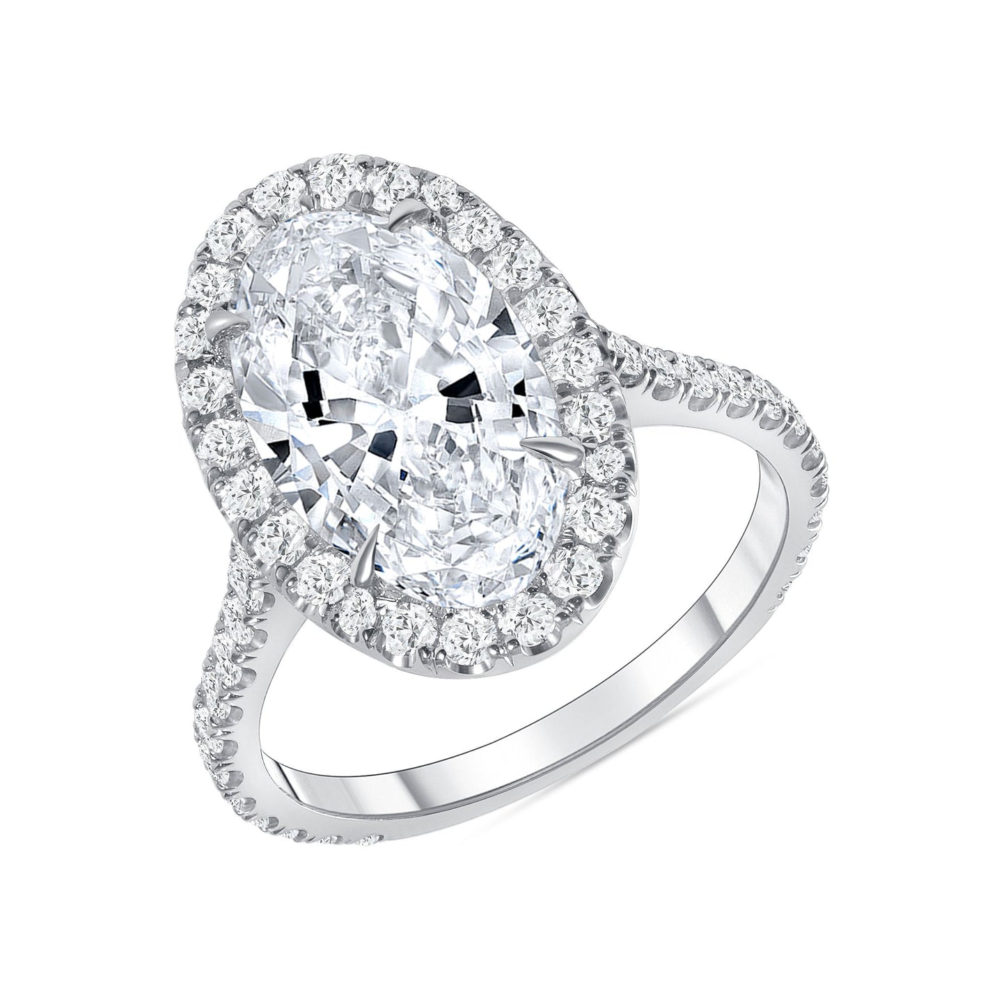 Oval Cut Diamond Halo Engagement Ring in 14K White Gold