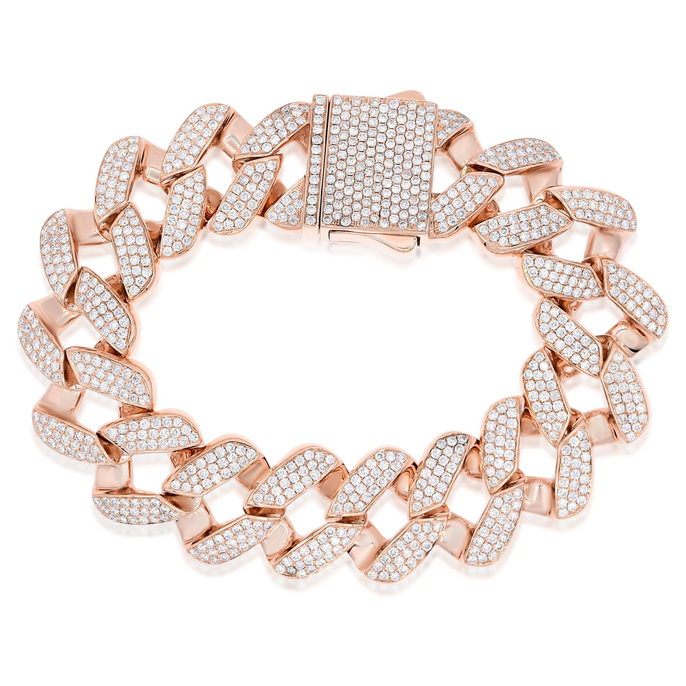 6.00ct Diamond Cuban Link Bracelet in 14K Rose Gold