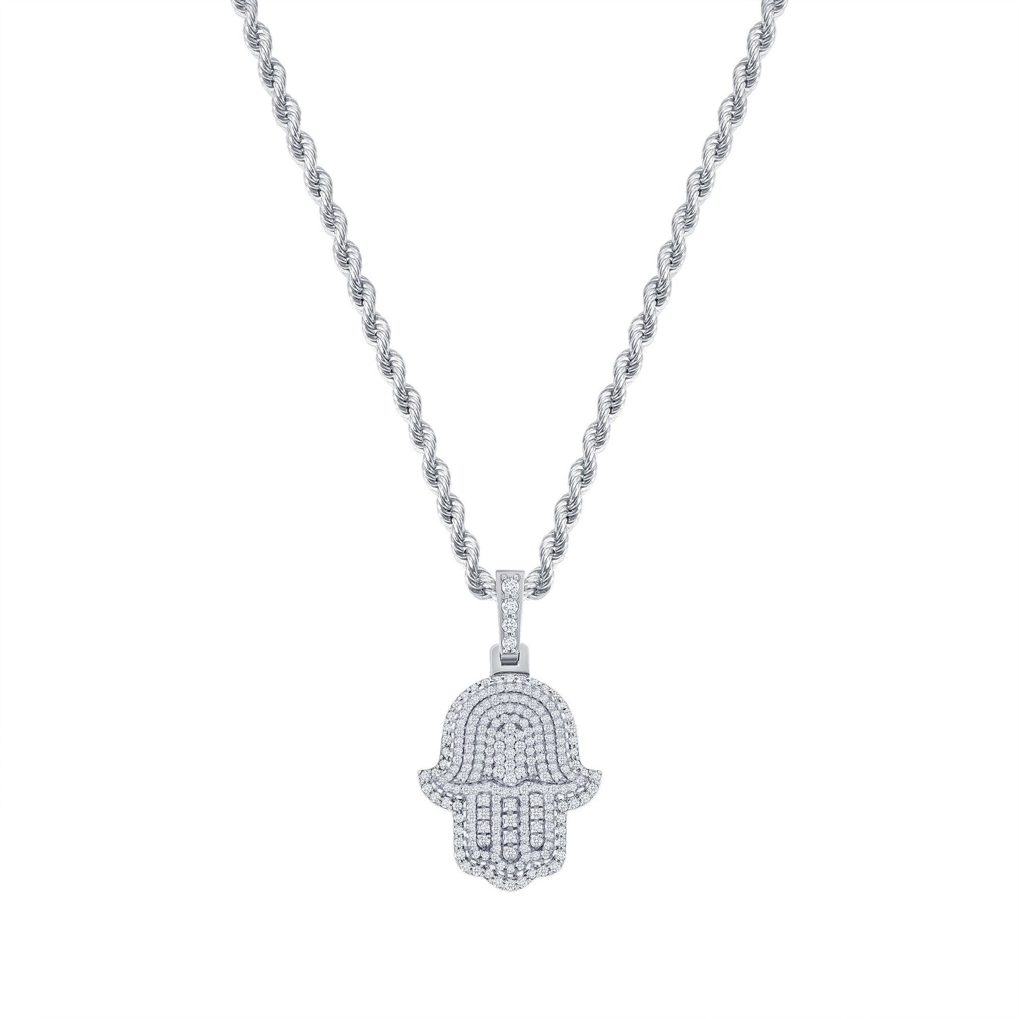 2.00ct Diamond Hamsa Pendant in 14K White Gold