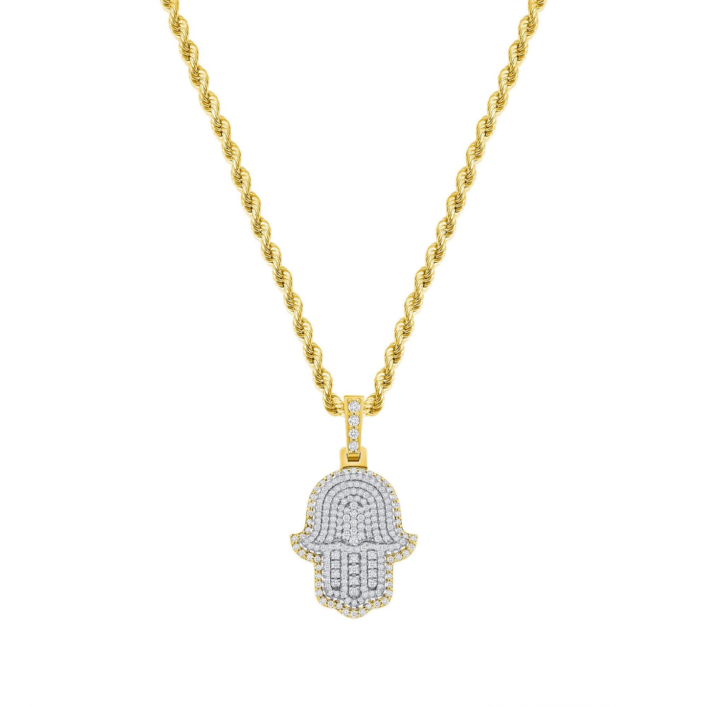 2.00ct Diamond Hamsa Pendant in 14K Yellow Gold