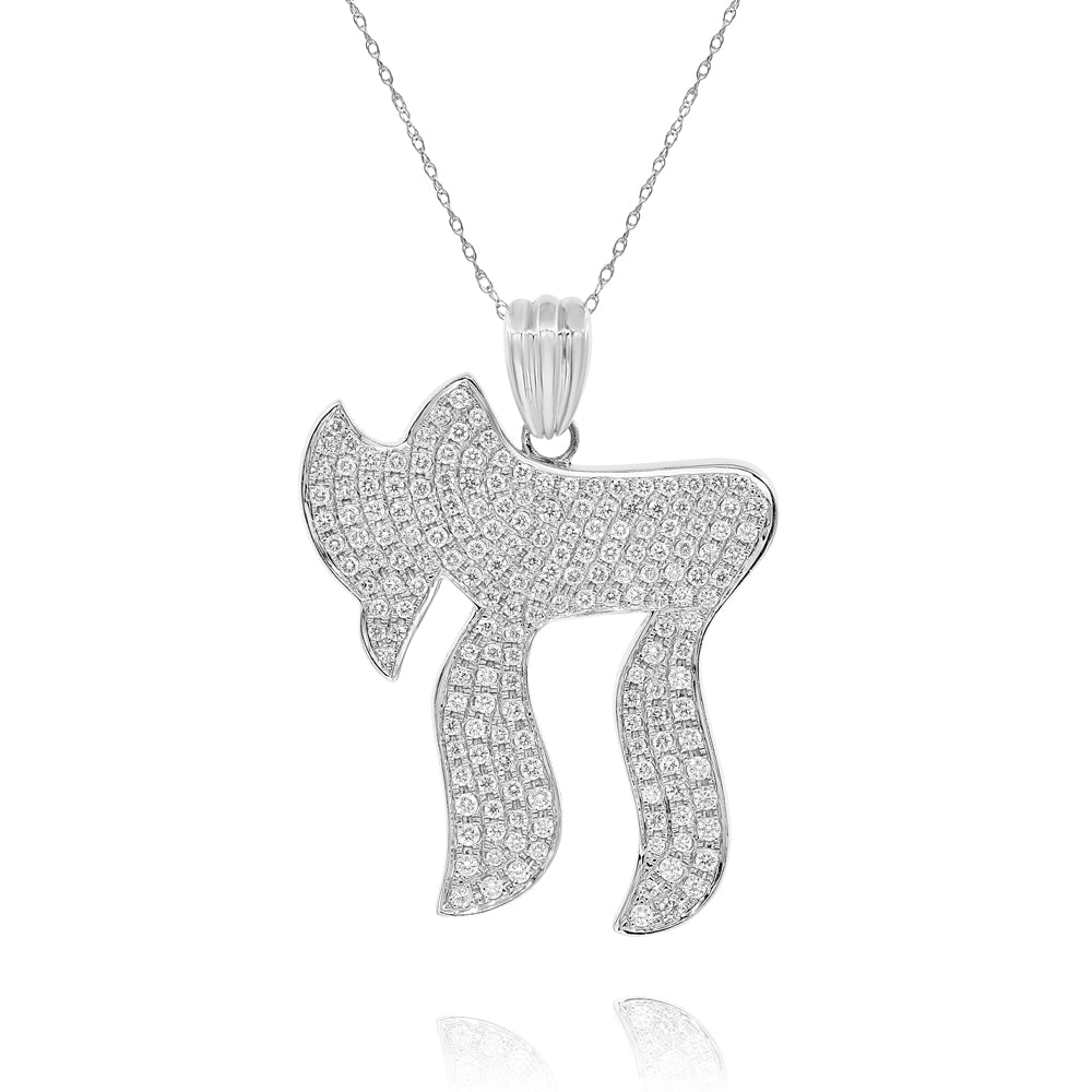 2.20ct Diamond Chai Pendant in 14K White Gold