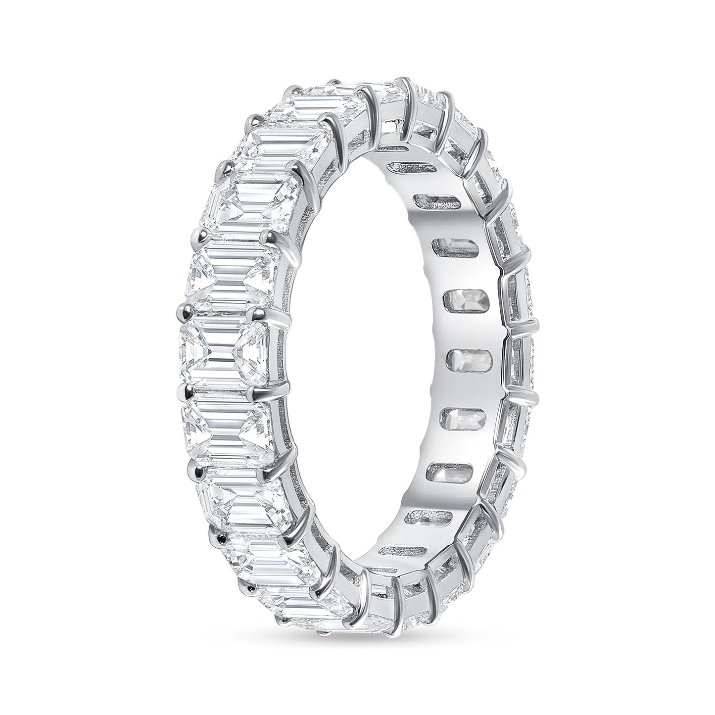 5.00ct Emerald Cut Diamond Eternity Band in 14K White Gold