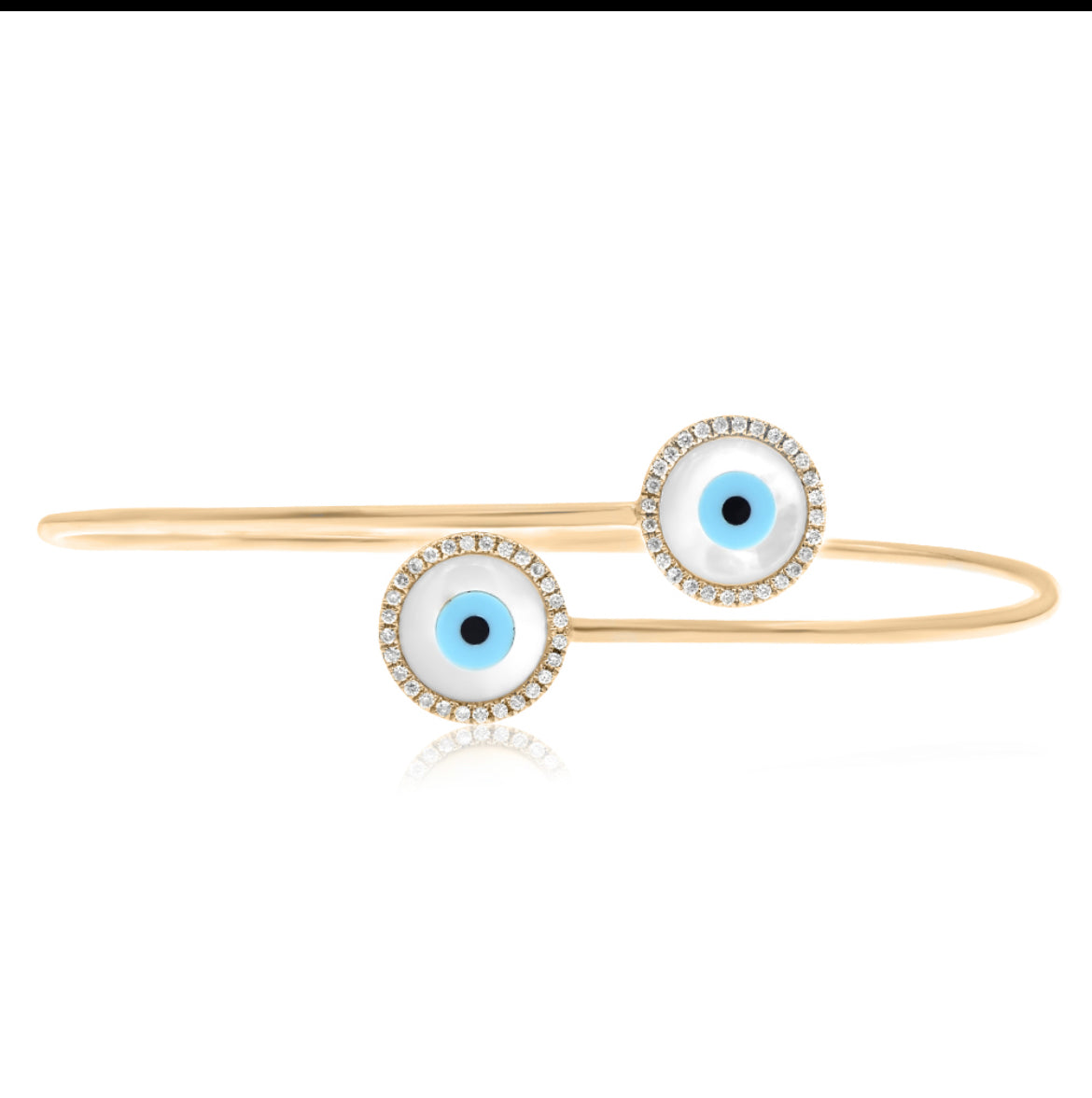0.18ctw Evil Eye Bangle in 14K Gold