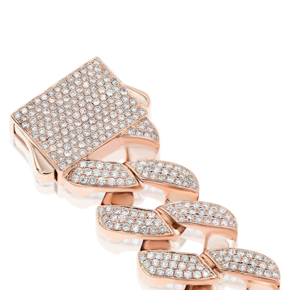 6.00ct Diamond Cuban Link Bracelet in 14K Rose Gold