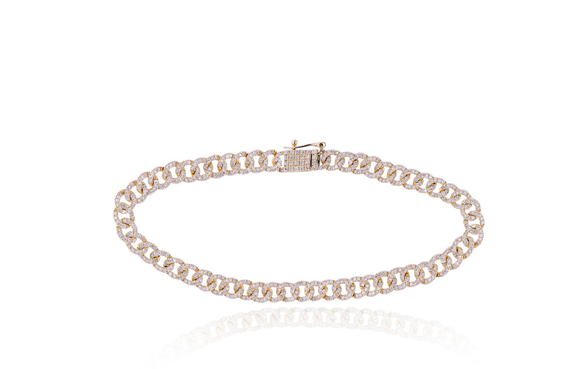 1.54ctw Petite Cuban Link Diamond Bracelet in 14K Gold