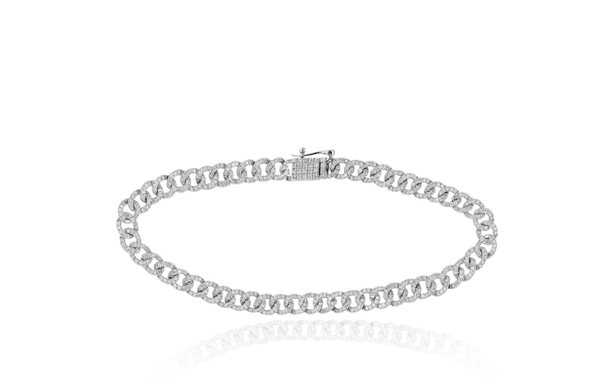 1.54ctw Petite Cuban Link Diamond Bracelet in 14K Gold