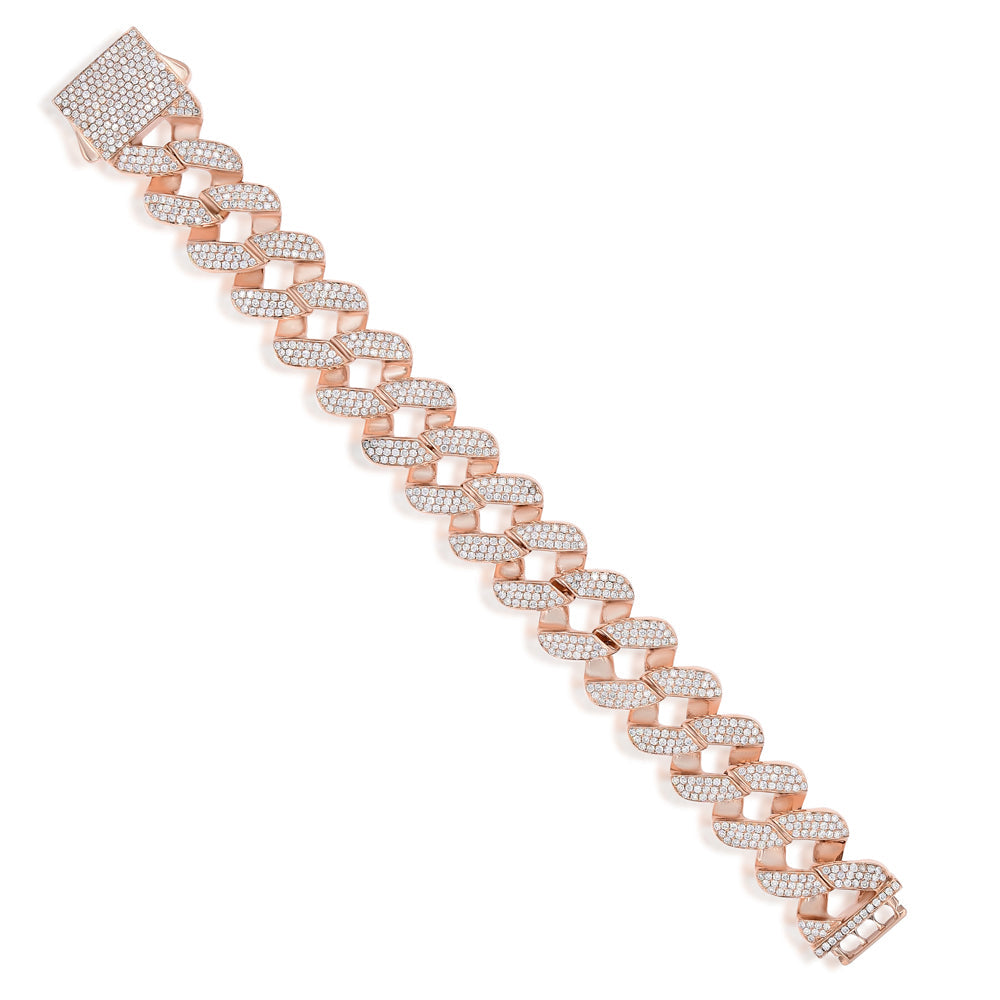 6.00ct Diamond Cuban Link Bracelet in 14K Rose Gold