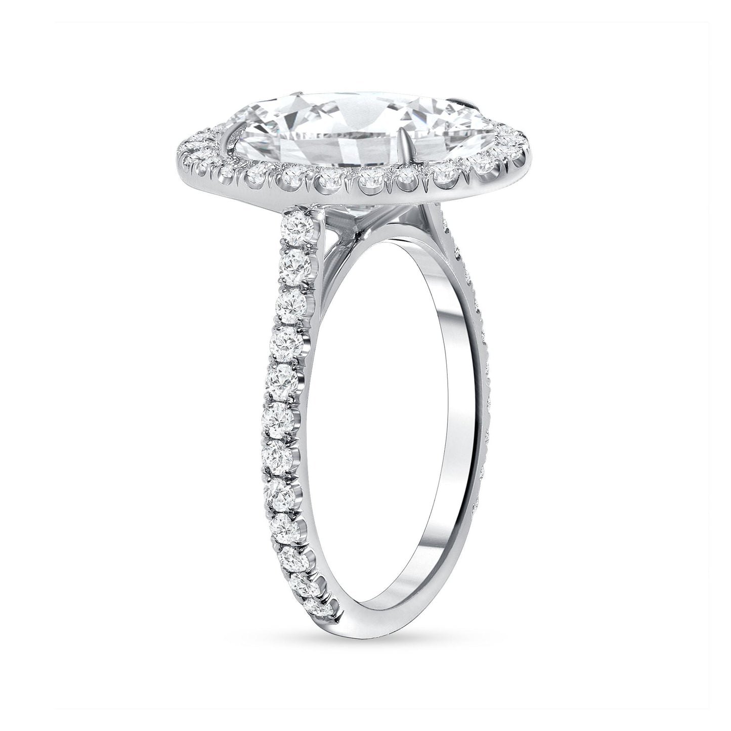 Oval Cut Diamond Halo Engagement Ring in 14K White Gold