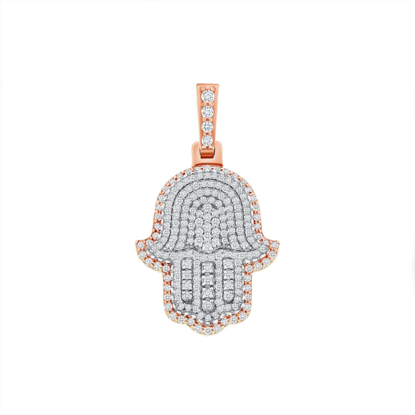 2.00ct Diamond Hamsa Pendant in 14K Rose Gold