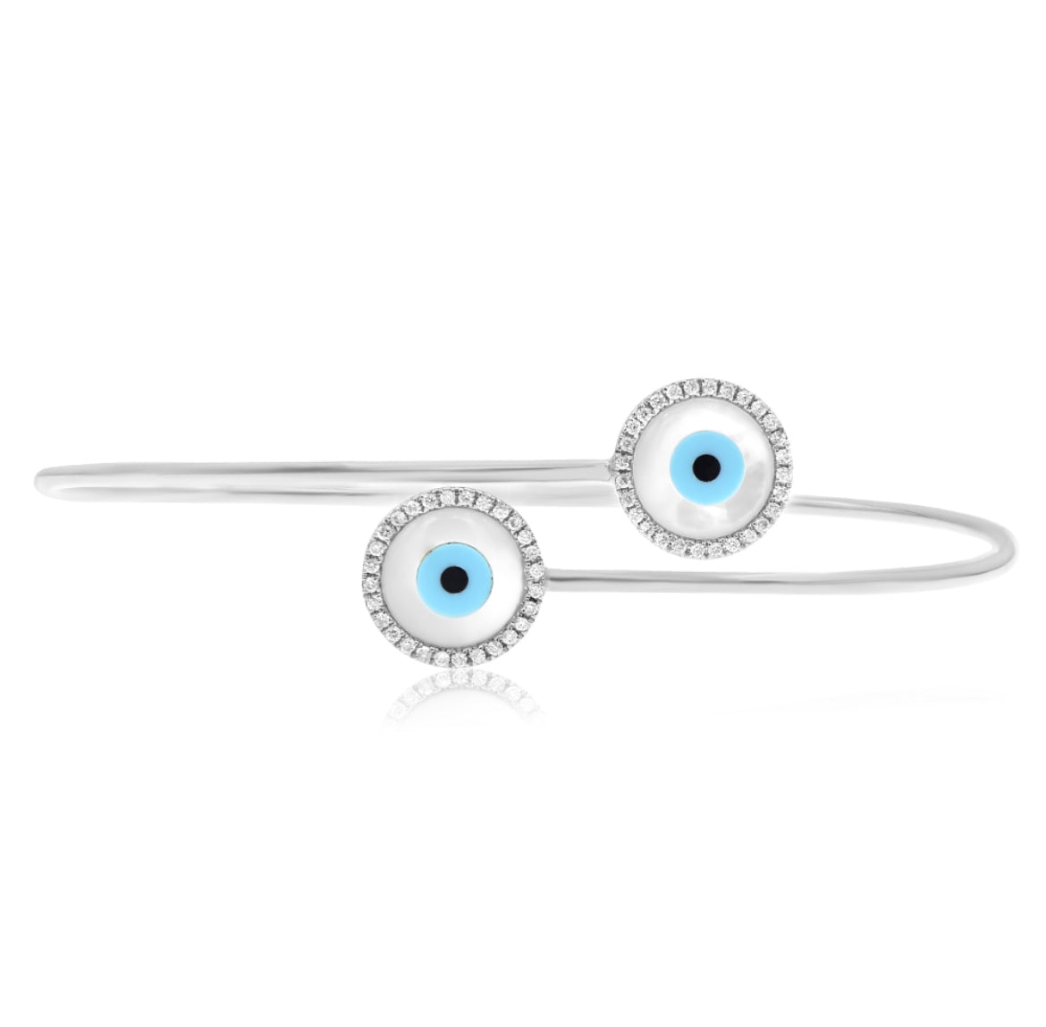 0.18ctw Evil Eye Bangle in 14K Gold