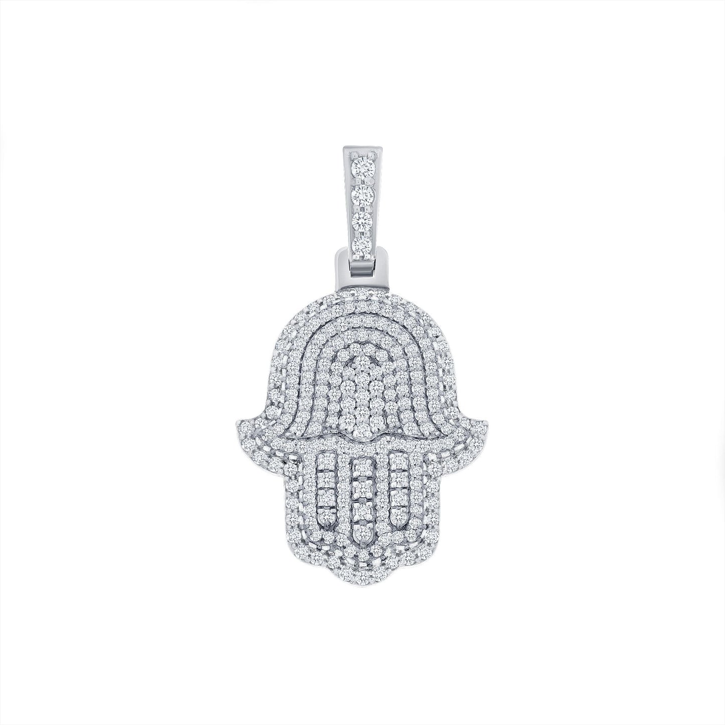 2.00ct Diamond Hamsa Pendant in 14K White Gold