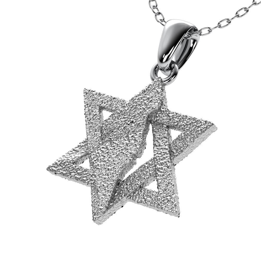 Land of David Pendant in Solid 14K White Gold