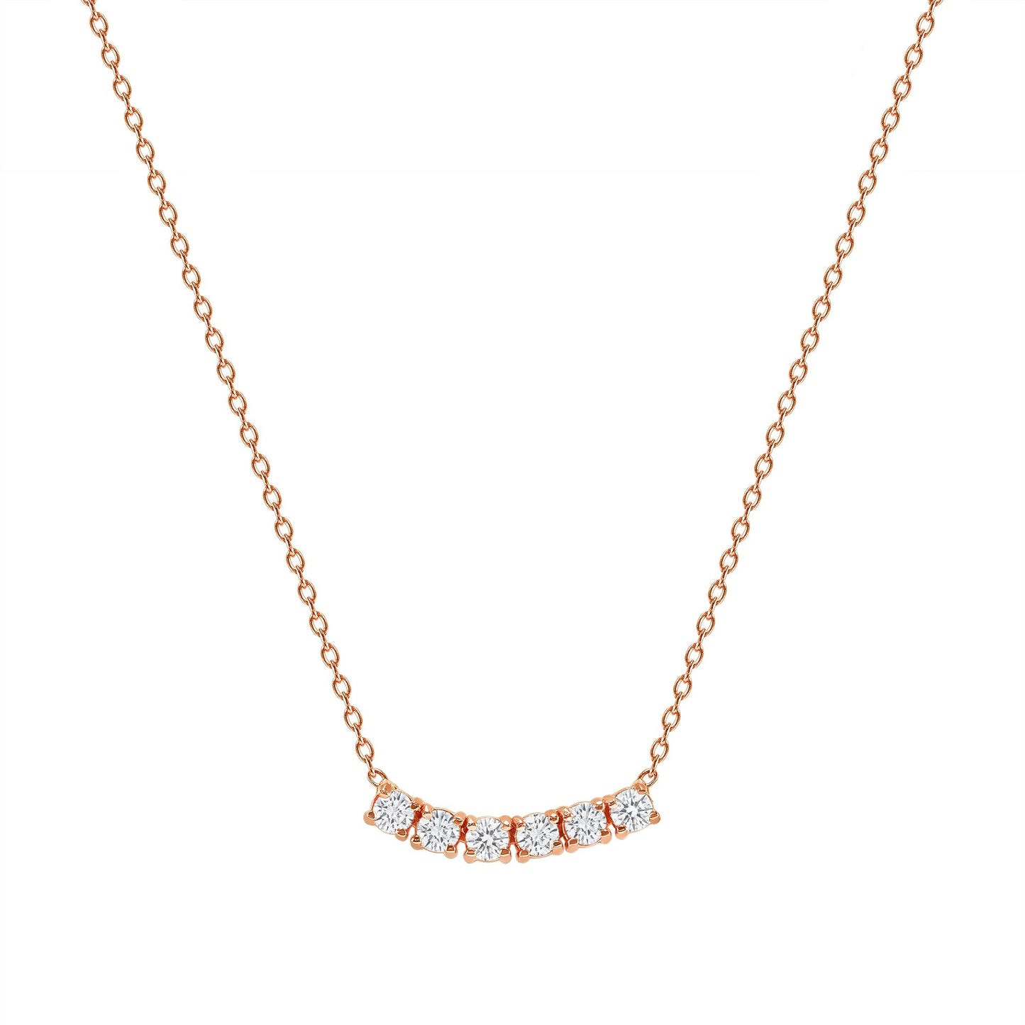 0.75ct Round Diamond Bar Necklace in 14K Gold