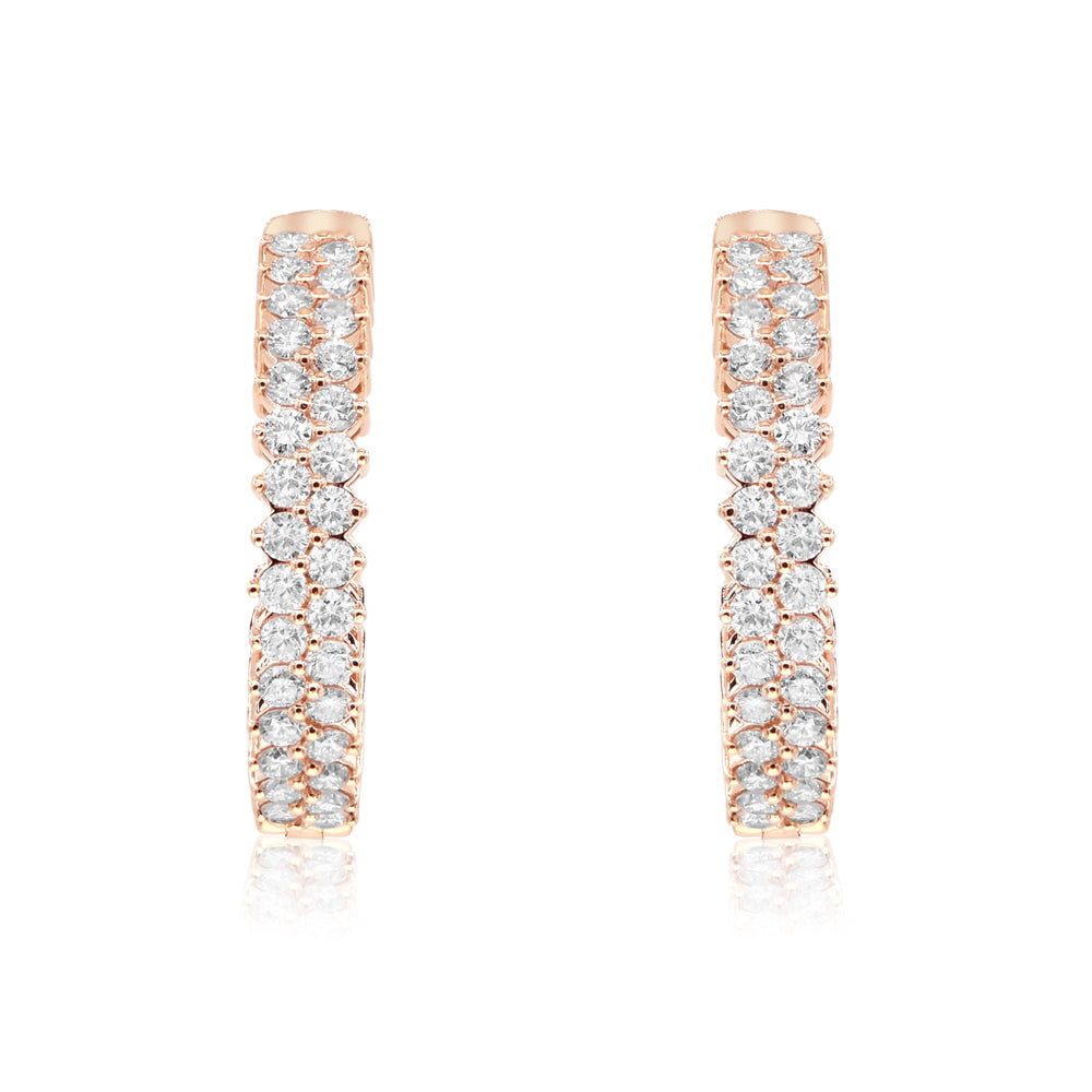 1.85ct Diamond Hoop Earrings in 14K Rose Gold