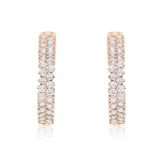 1.85ct Diamond Hoop Earrings in 14K Rose Gold