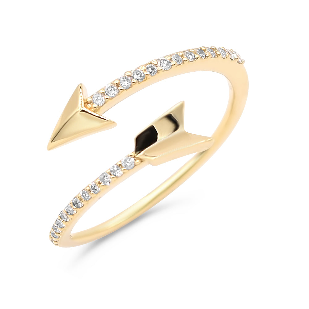 0.12ct Open-Arrow Diamond Fashion Ring in 18K Yellow Gold