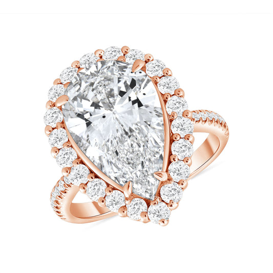Pear Shape Diamond Halo Engagement Ring in 14K Rose Gold