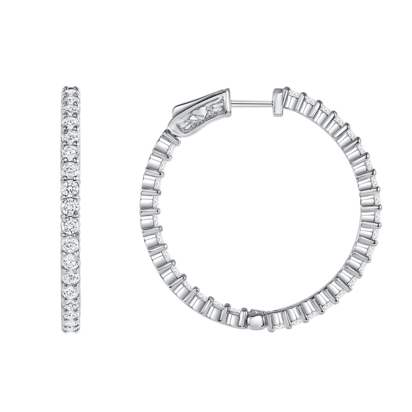 2.00ct Round Diamond Hoop Earrings in 14K White Gold