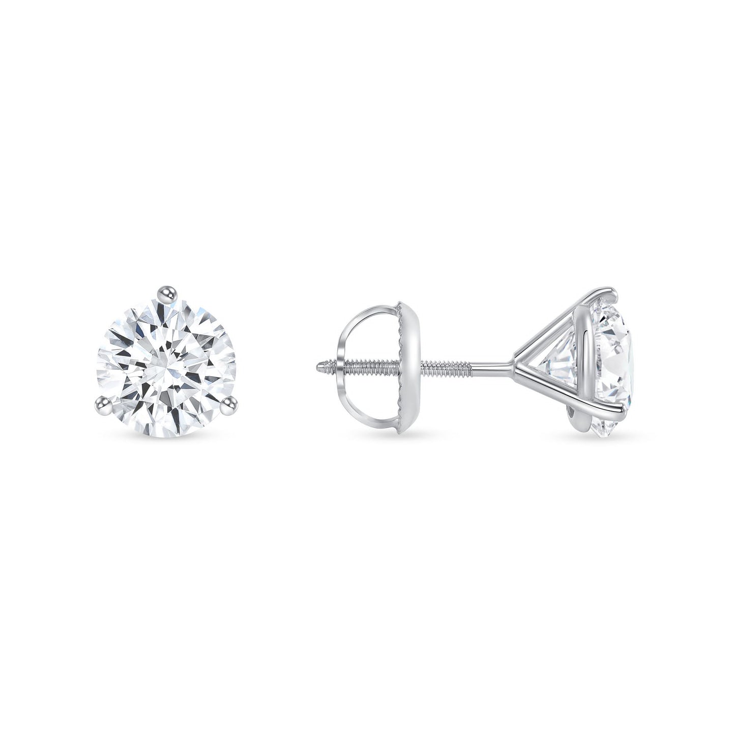 Diamond Stud Earrings in 3-Prong Martini Setting