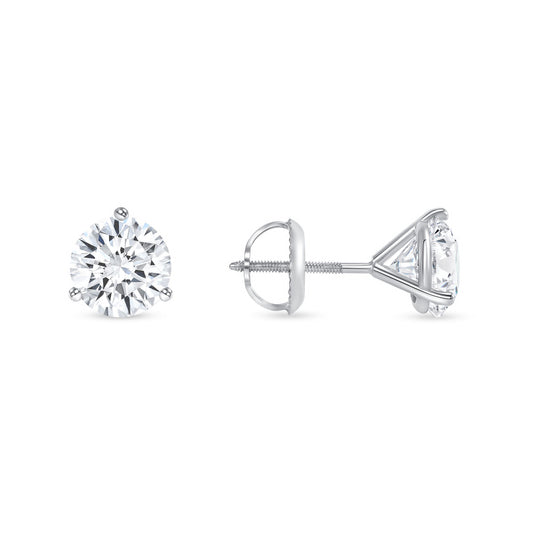 Diamond Stud Earrings in 3-Prong Martini Setting