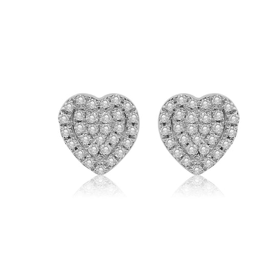 0.18ct Heart-Shaped Diamond Cluster Studs in 14K White Gold