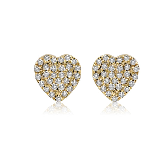 0.18ctw Heart-Shaped Diamond Cluster Studs in 14K Yellow Gold