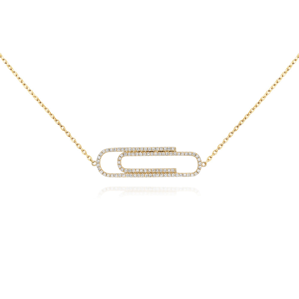 0.37ct Diamond Paperclip Pendant in 14K Yellow Gold