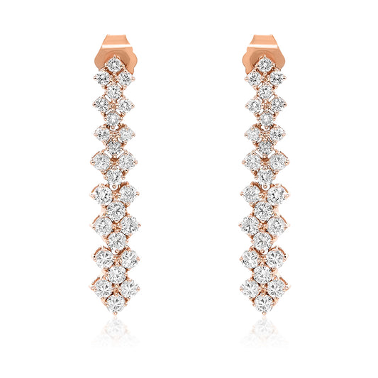 1.35ct Diamond Drop Earrings in 14K Rose Gold