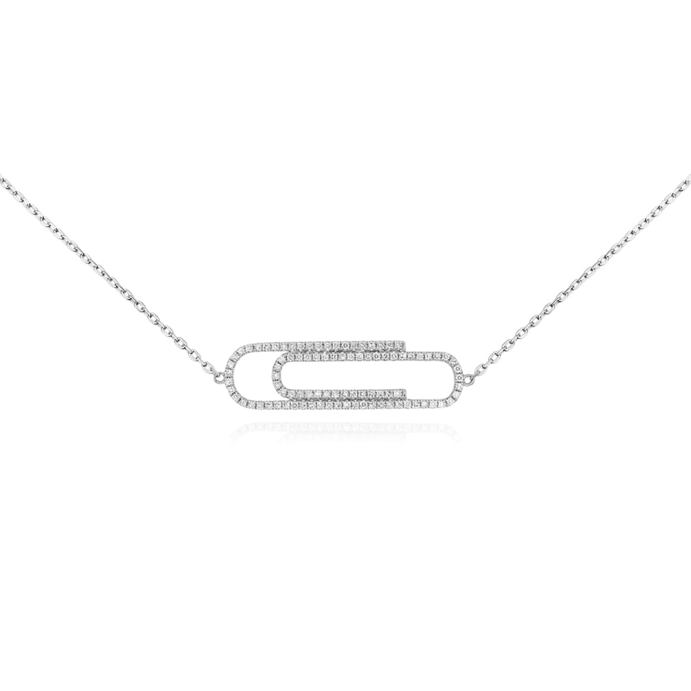 0.37ct Diamond Paperclip Necklace in 14K White Gold