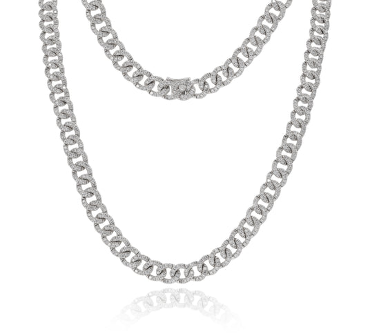 8.25ct Diamond Cuban Link Necklace in 14K White Gold