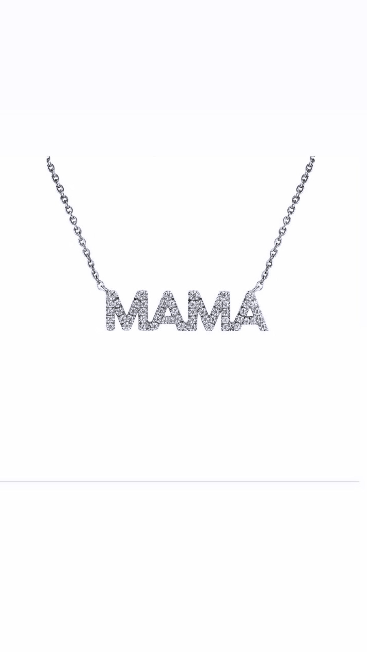 0.12ct Diamond ‘MAMA’ Pendant in 14K White Gold