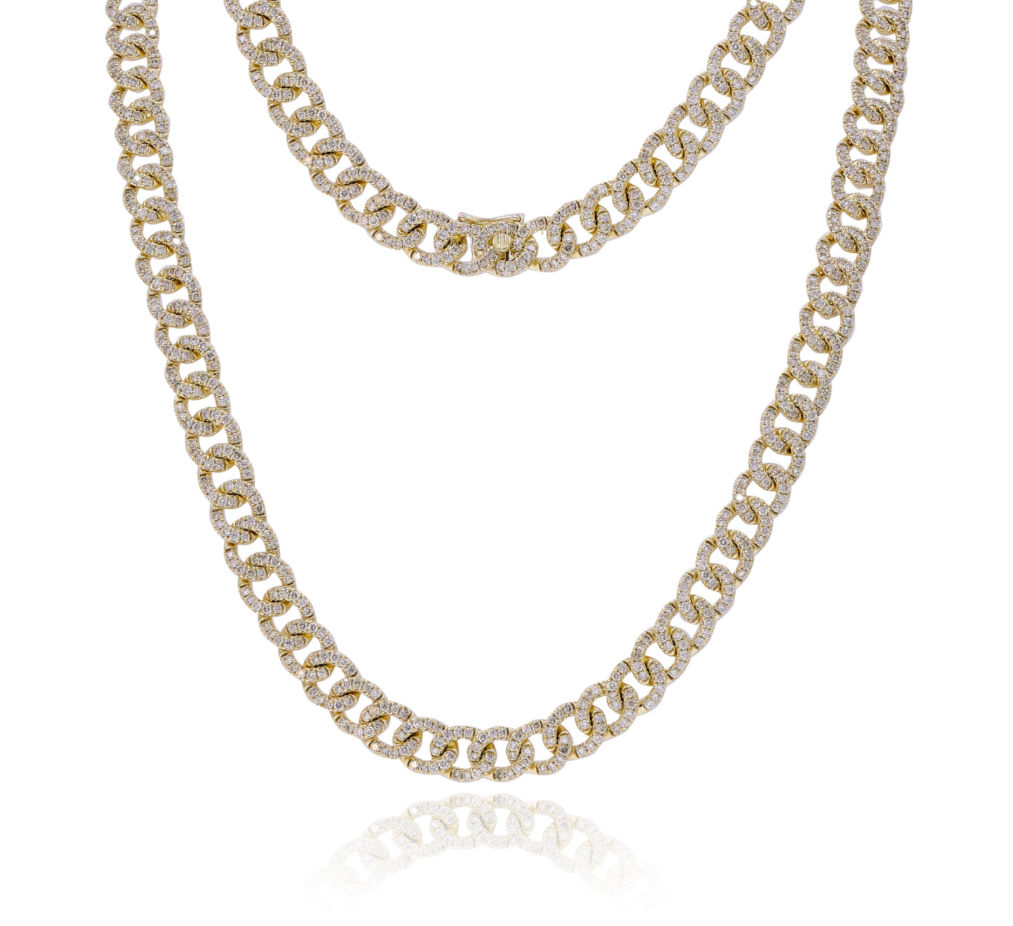 8.25ct Diamond Cuban Link Necklace in 14K Yellow Gold