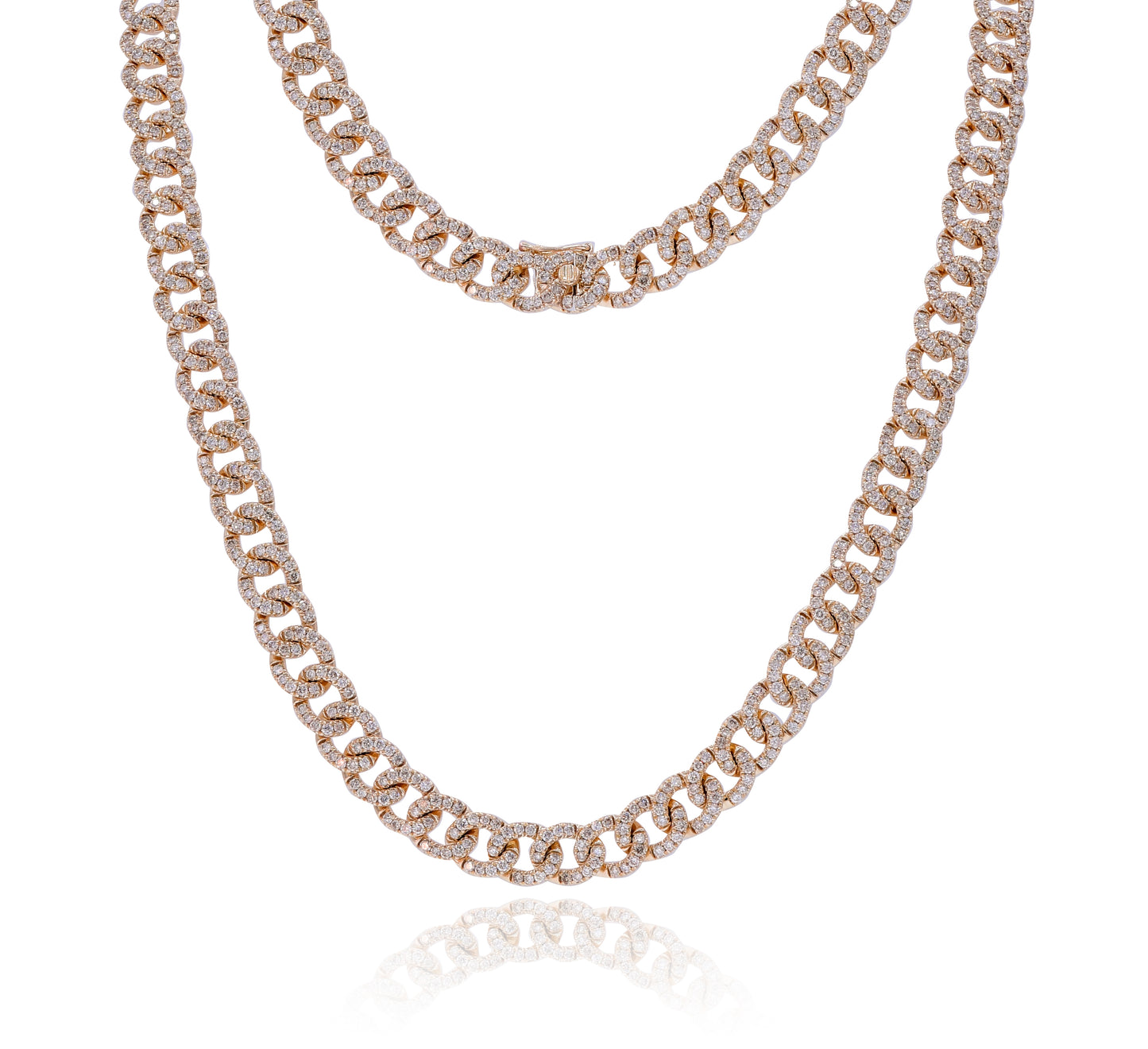 8.25ct Diamond Cuban Link Necklace in 14K Rose Gold